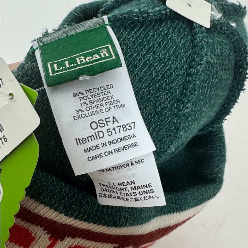 L.L. Bean NWT Scenic Knit Beanie Pom Hat Trees Rainbow Stripe - Picture 4 of 6